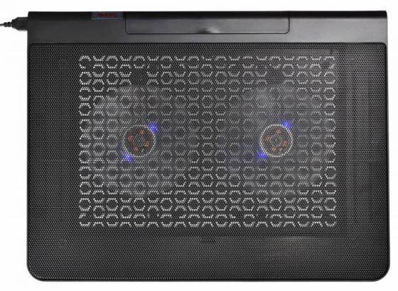 Подставка для ноутбука Buro BU-LCP170-B214 17"398x300x29мм 2xUSB 2x 140ммFAN 926г металлическая сетка/пластик черный