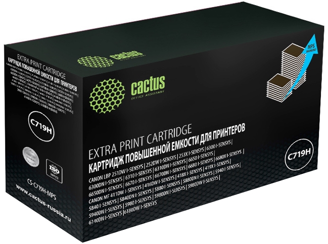 Картридж лазерный Cactus CS-C719H-MPS 719HX черный (8000стр.) для Canon MF5840dni-Sensys/MF5880dni; LBP6300i/6650i