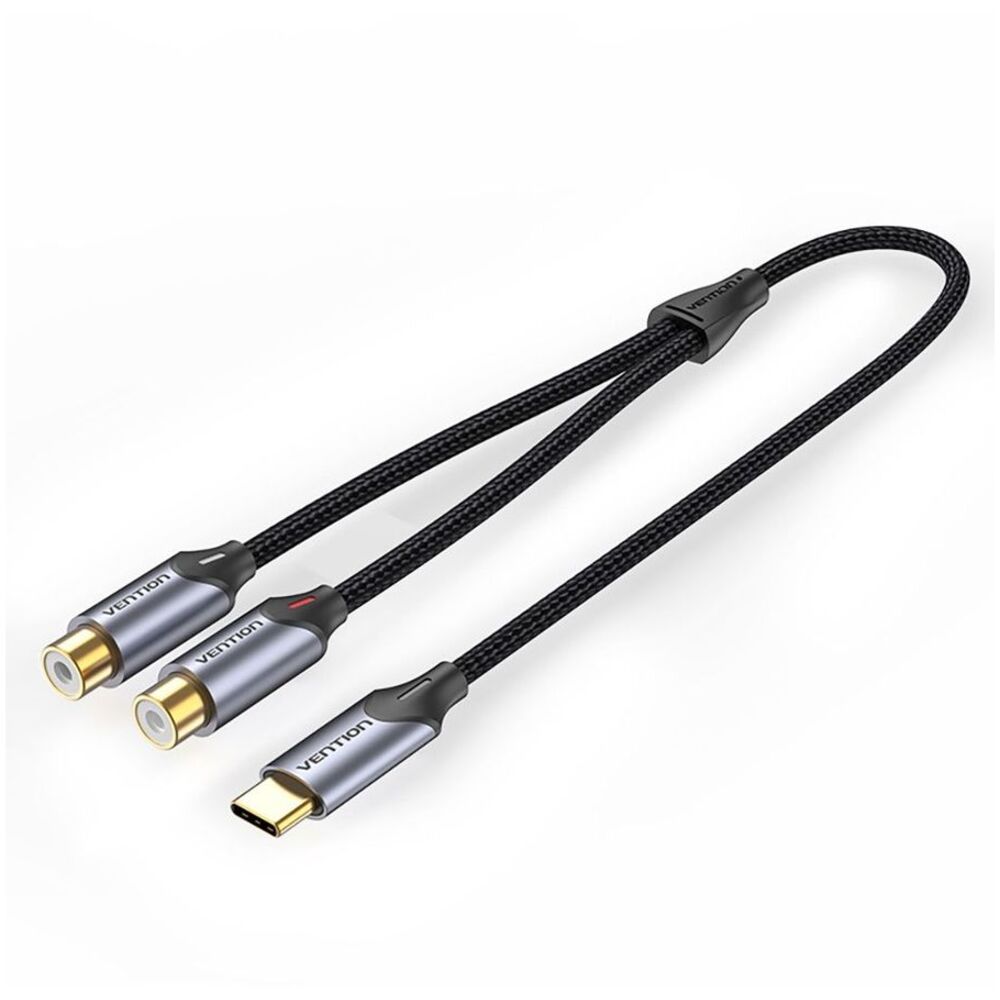 Переходник-разветвитель Vention гибкий USB-C M/2RCA F - 1м