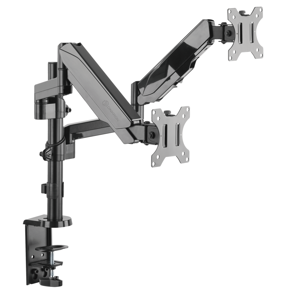 Кронштейн (держатель) ONKRON G140 для двух мониторов 13"-32" дюймов настольный, черный