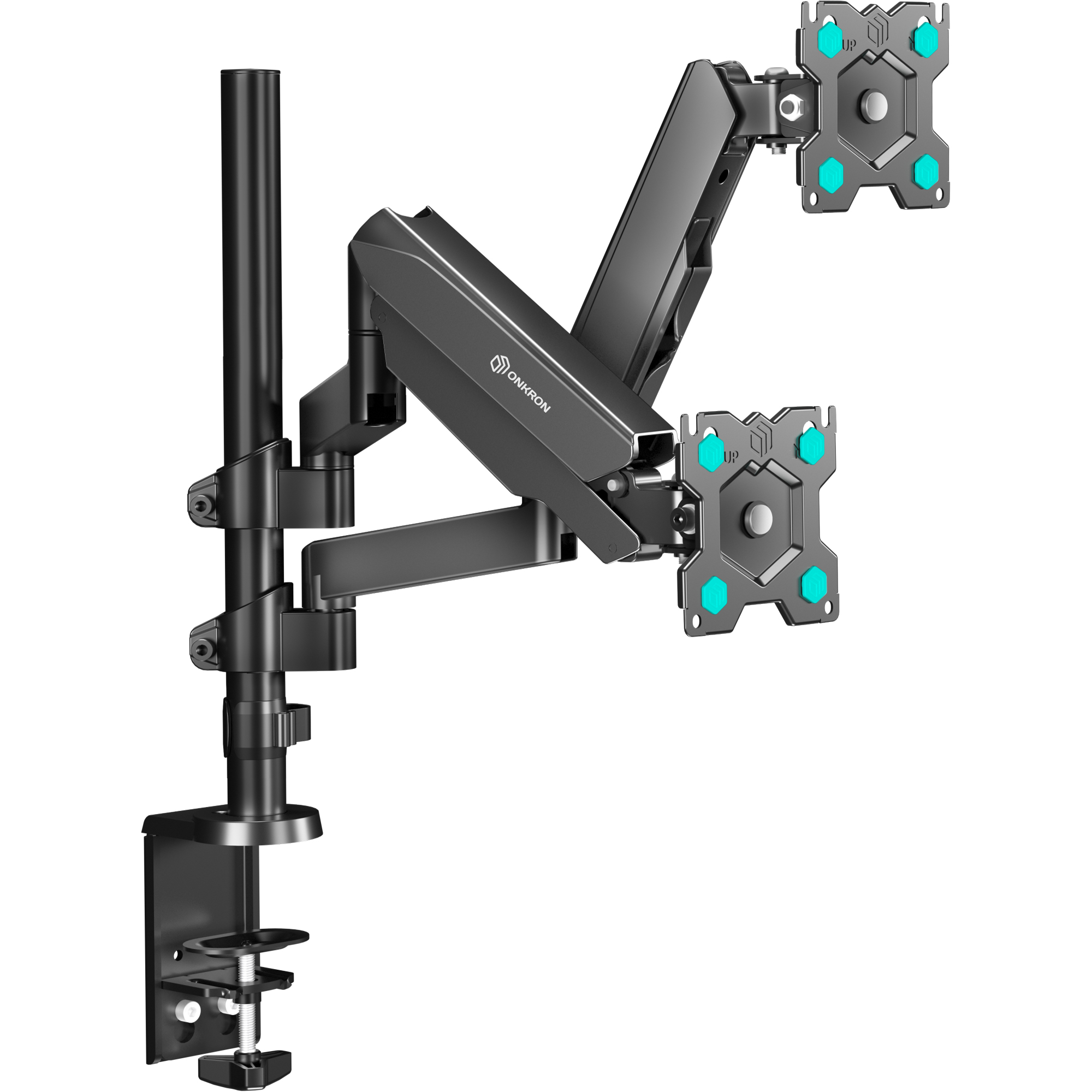 Кронштейн (держатель) ONKRON G140 для двух мониторов 13"-32" дюймов настольный, черный