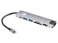 Aдаптер Type-Cm -->HDMI A(f) 4K@30Hz+USB3.0+USB2.0+RJ45+TF+CD+PD,VCOM, Alum Shell, VCOM<CU4351>