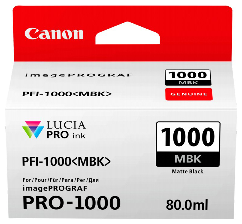 Картридж Canon PFI-1000 MBK для IJ SFP PRO-1000 WFG. Матовый чёрный. 80 мл.