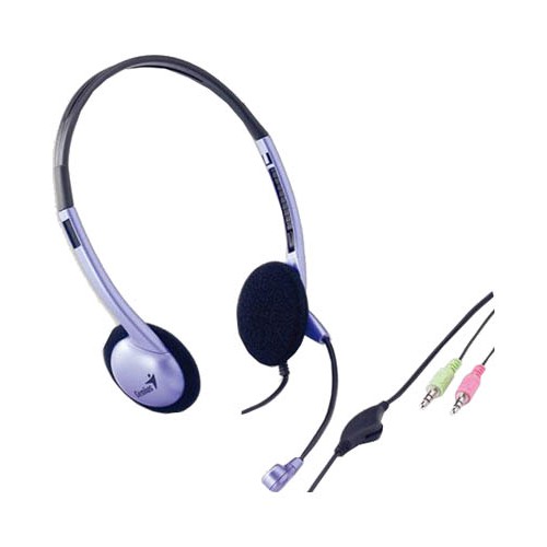 Гарнитура Genius HS-02B, 2х mini jack 3.5mm, регулятор громкости на проводе