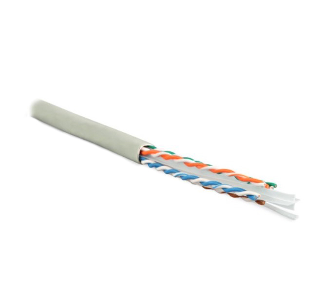 Кабель информационный Hyperline UUTP4-C6-S23-IN-LSZH-GY-305 кат.6 U/UTP 4X2X23AWG LSZH внутренний 305м серый