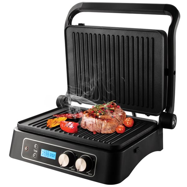 Гриль Redmond SteakMaster RGM-M817D 2000Вт, серебристый/черный