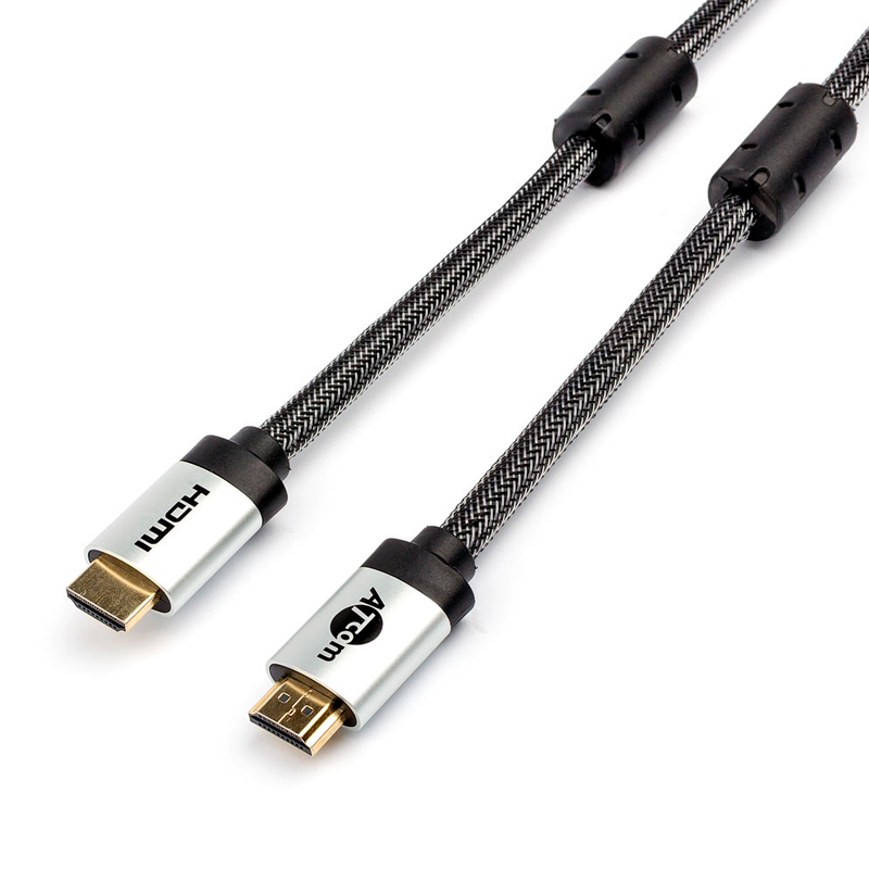 Кабель HDMI 3 м (HIGH speed, Metal gold, в чулке, в пакете)