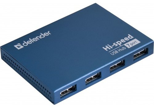 Defender Универсальный USB разветвитель Septima Slim USB2.0, 7портов,блок питания2A