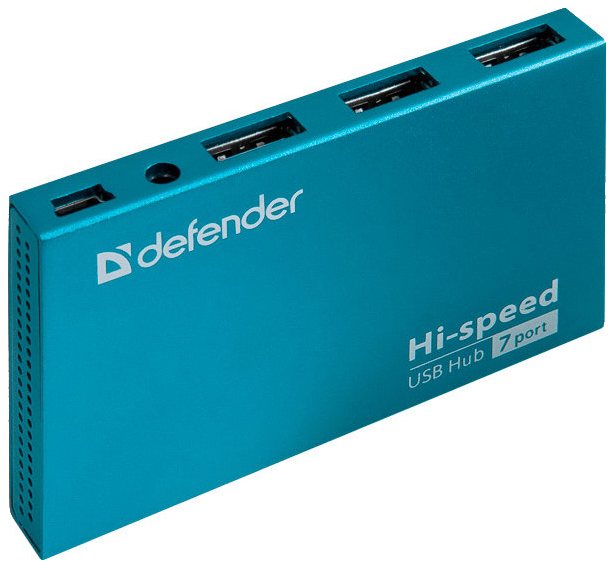 Defender Универсальный USB разветвитель Septima Slim USB2.0, 7портов,блок питания2A