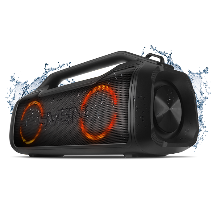 Портативная акустика SVEN PS-390, 50 Вт, AUX, USB, microSD, Bluetooth, подсветка, черный