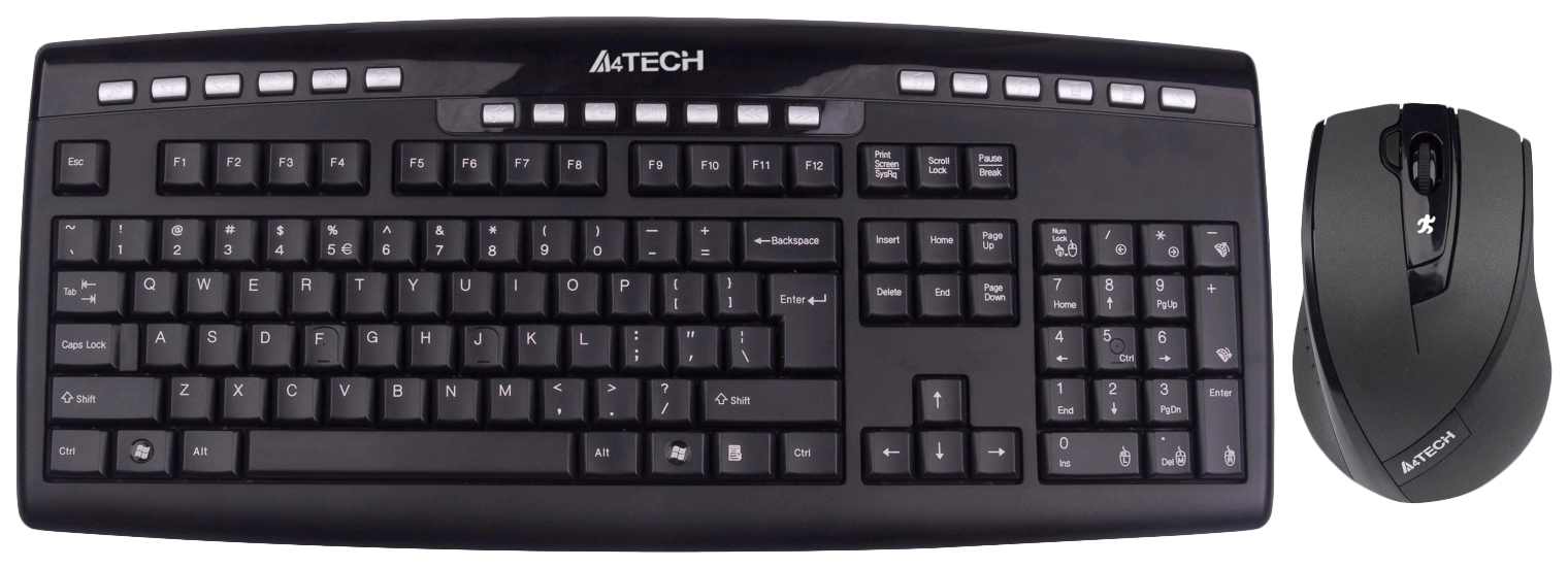 Комплект кл-ра+мышь беспров. A4Tech 9200F black USB (9200F)