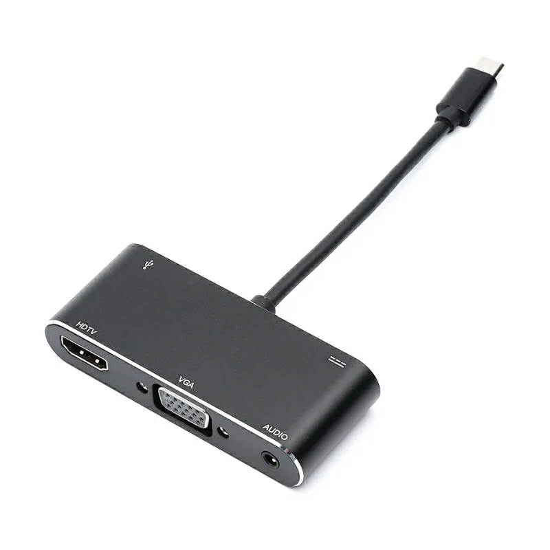Переходник 0.1 m Type-C(m) => HDMI+VGA+USB