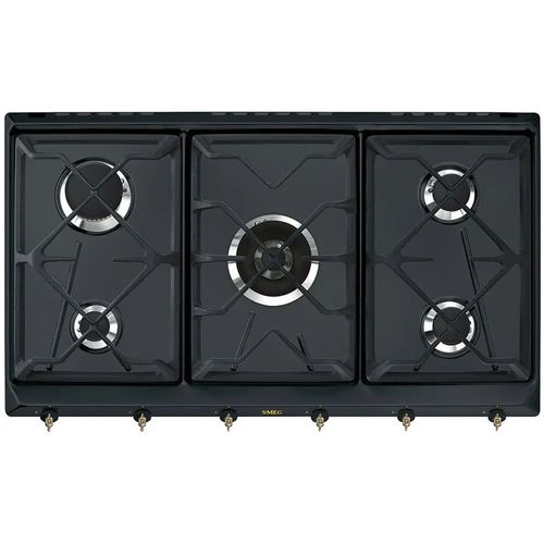 Газовая варочная поверхность Smeg SRV896AOGH [эмалированная сталь, конфорок - 4, чугун, черный]