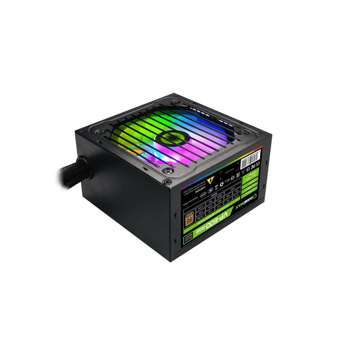 Блок питания GameMax VP-600-RGB 600 Вт [ATX vATX 12V 2.31, APFC, 120 x 120 мм fan, 4+4 pin CPU, 6+2 pin x2 PCI-E, 5 SATA]