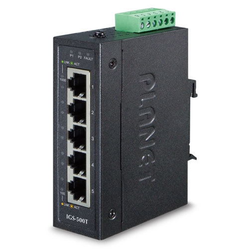 IGS-500T индустриальный неуправляемый коммутатор IGS-500T IP30  5-Port(-40~75 degrees C)