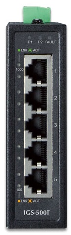 IGS-500T индустриальный неуправляемый коммутатор IGS-500T IP30  5-Port(-40~75 degrees C)