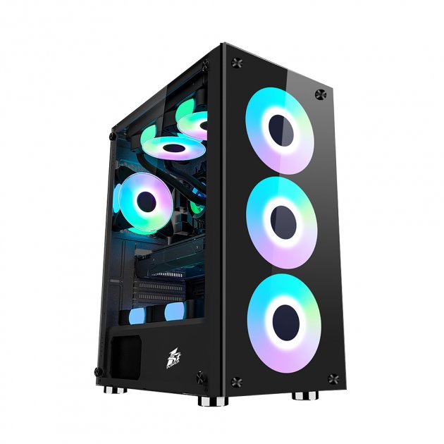 Корпус 1STPLAYER FIRE DANCING V7 / ATX, TG / 4x120mm LED fans inc. / V7-4F1