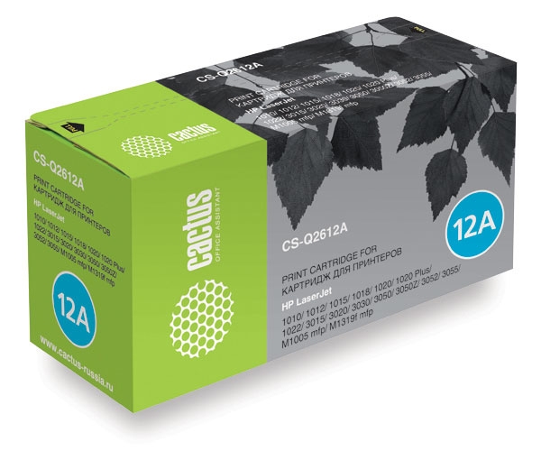 Картридж лазерный Cactus CS-Q2612AS черный (2000стр.) для HP LJ 1010/1012/1015/1018/1020/1020Plus/