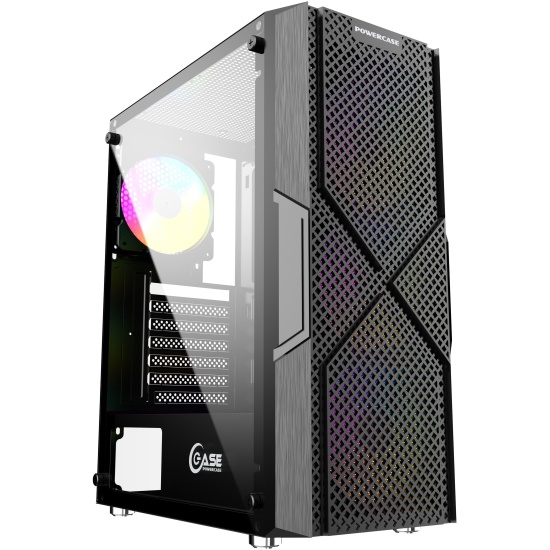 Корпус Powercase Mistral T4B, Tempered Glass, 4x 120mm 5-color fan, чёрный, ATX