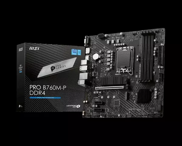 Материнская плата MSI PRO B760M-P LGA 1700, Intel B760, 4xDDR5-5600 МГц, 1xPCI-Ex16, 2xM.2, Micro-ATX