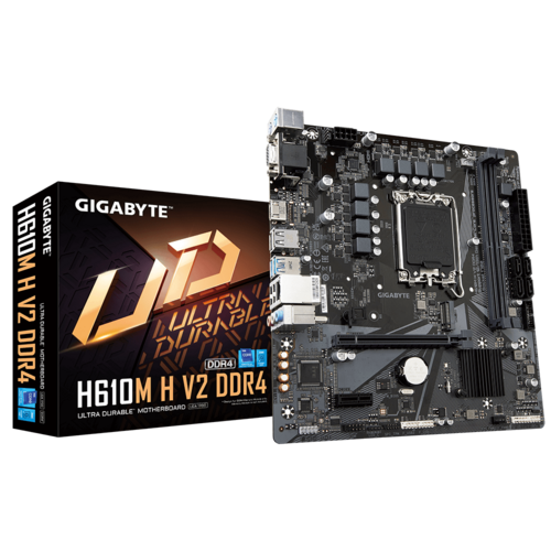 Материнская плата Gigabyte H610M H V2 DDR4 Soc-1700 Intel H610 2xDDR4 mATX AC`97 8ch(7.1) GbLAN+VGA+HDMI