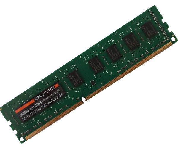 Оперативная память QUMO 4 ГБ [DDR3, 4 ГБx1 шт, 1333 МГц, PC10600, 9] QUM3U-4G1333K9
