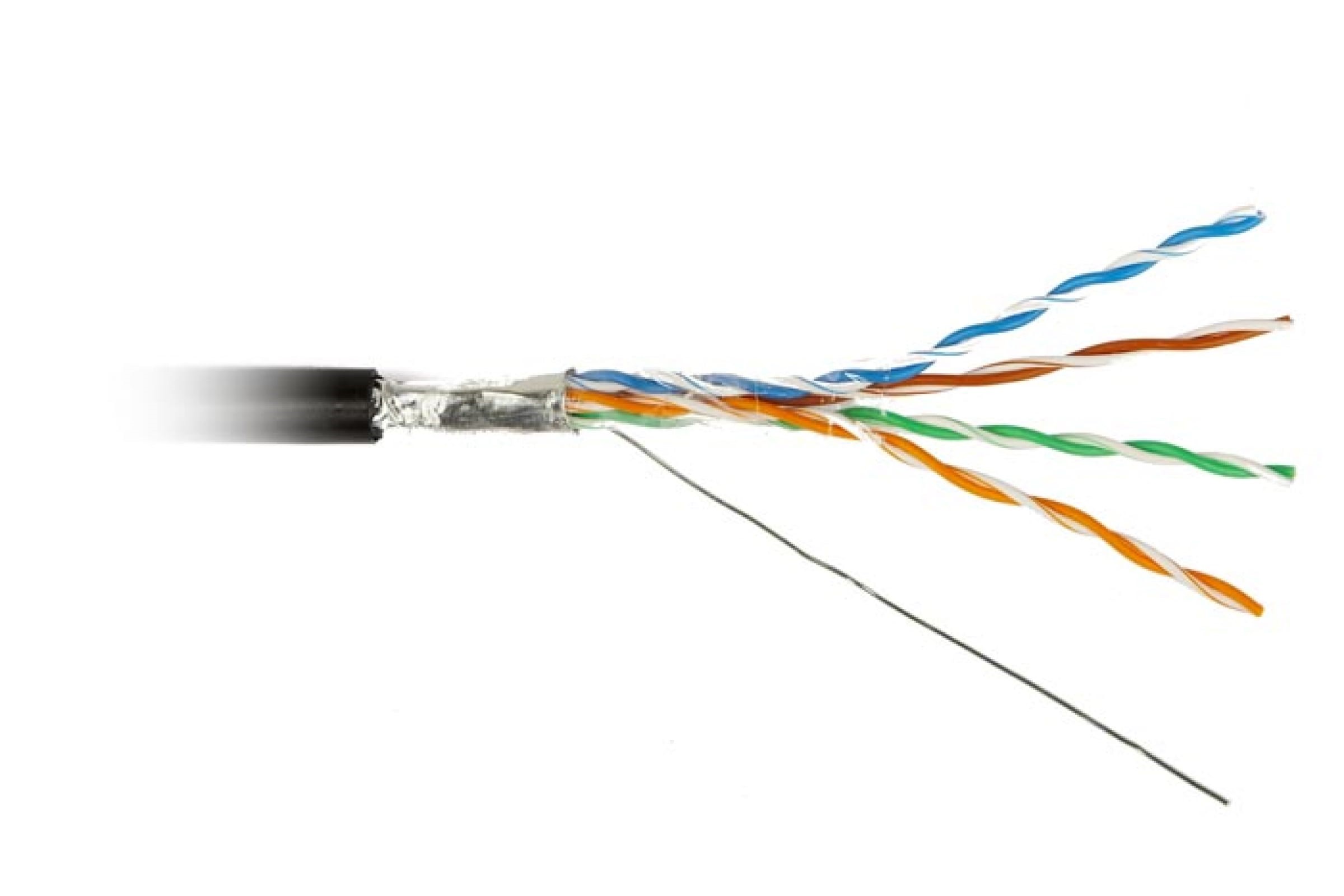Кабель информационный Hyperline FUTP4-C5E-S24-OUT-PE-BK-500 кат.5E F/UTP 4X2X24AWG PE внешний 500м черный