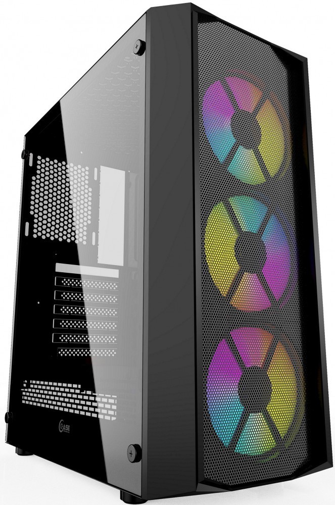 Корпус Mid-Tower PowerCase Rhombus X3 Mesh LED черный [закаленное стекло, 3 x 120 мм, 0.4 мм] [CMRMX-L3]