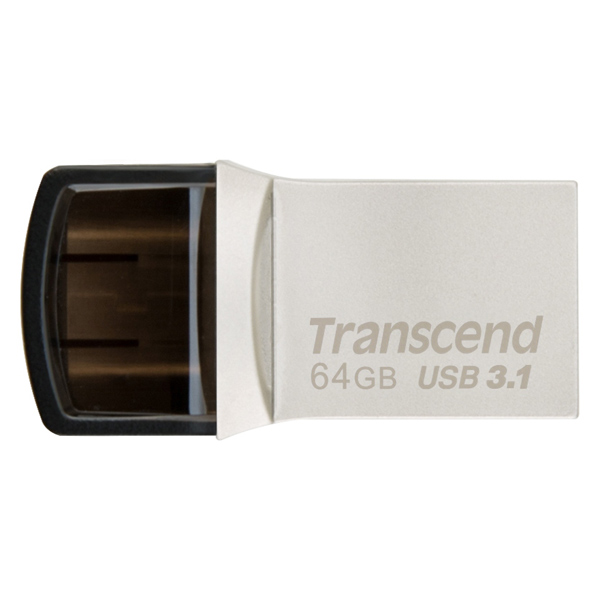 Флешка 64Gb USB 3.1/USB Type-C Transcend JetFlash 890S, черный/серый