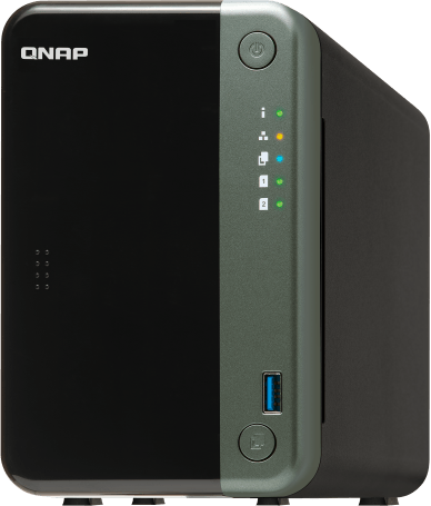 SMB QNAP TS-253D-4G NAS, 2 trays 3,5"/2,5", 2x2,5 GbE BASE-T, HDMI. Intel Celeron J4125 2,0 GHz (up to 2,7 GHz), 4 GB DDR4 (1 x 4 GB) up to 8 GB (2 x 4GB)