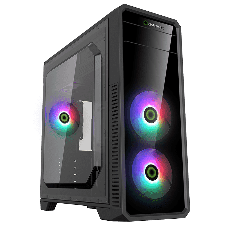 Корпус Mid-Tower GameMax G561-F RGB черный [3 x 120 мм, 0.5 мм]