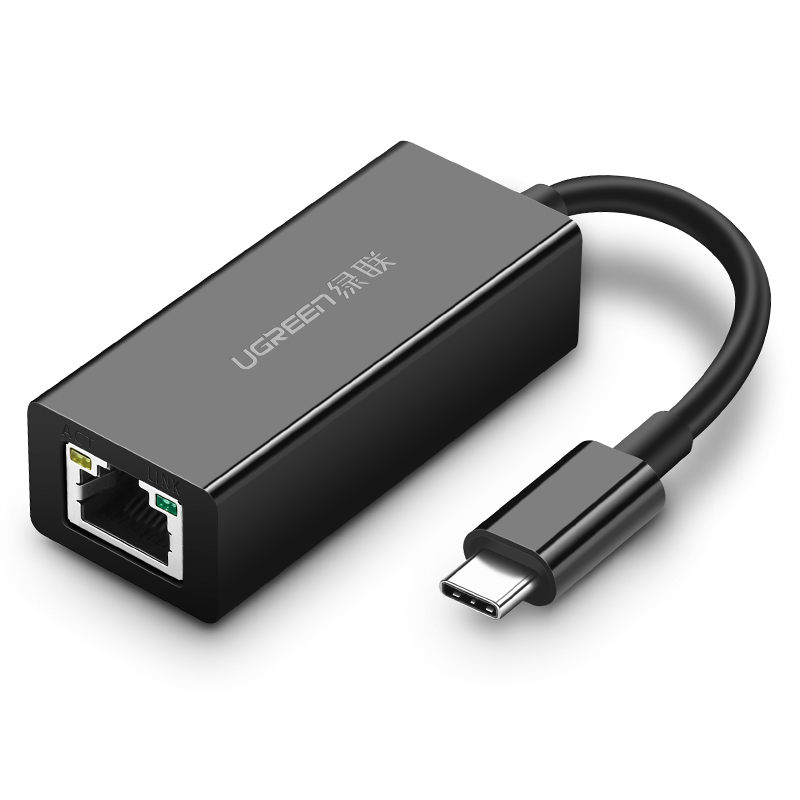 Адаптер UGREEN US236 (50307) USB-C 3.1 GEN1 Male to 10/100/1000Mbps Ethernet Adapter. Цвет: черный