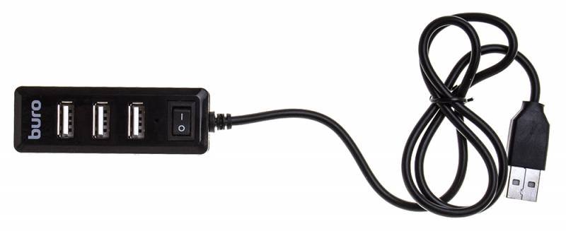 Разветвитель USB 2.0 Buro BU-HUB4-0.5L-U2.0 4порт. черный