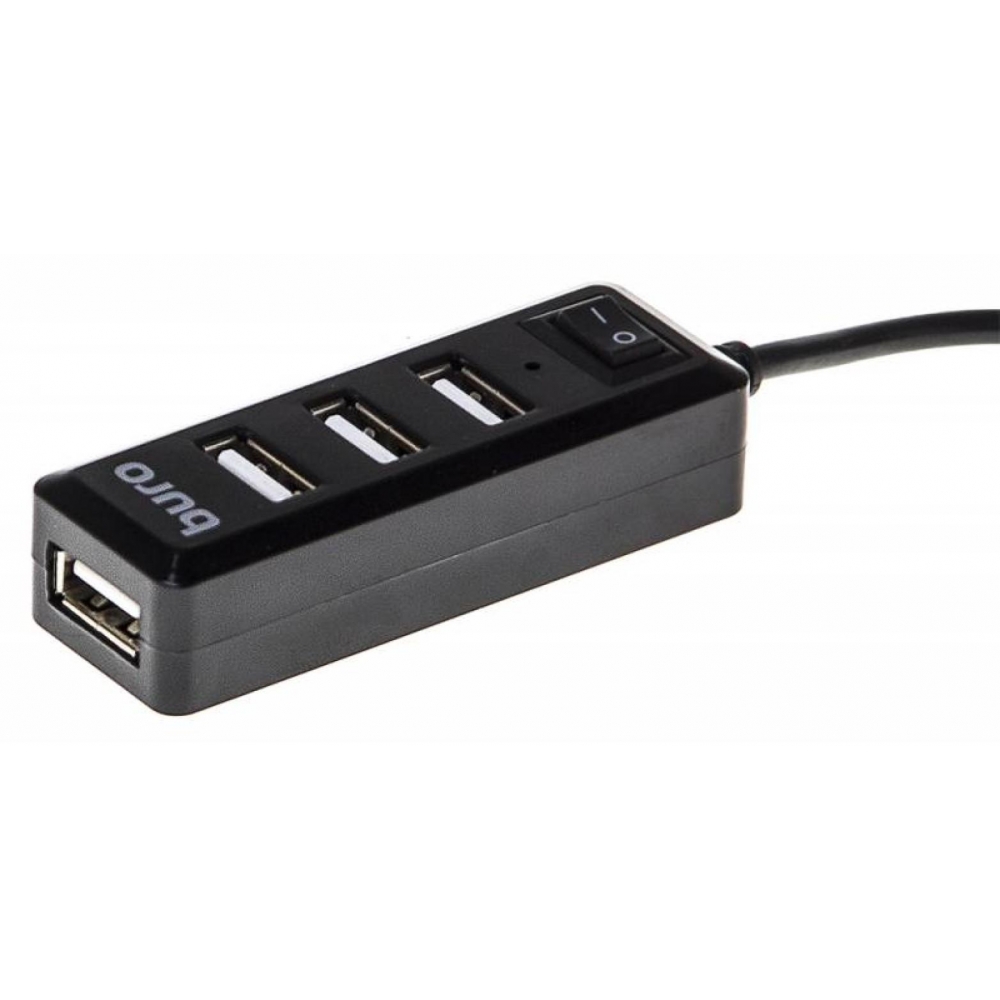 Разветвитель USB 2.0 Buro BU-HUB4-0.5L-U2.0 4порт. черный