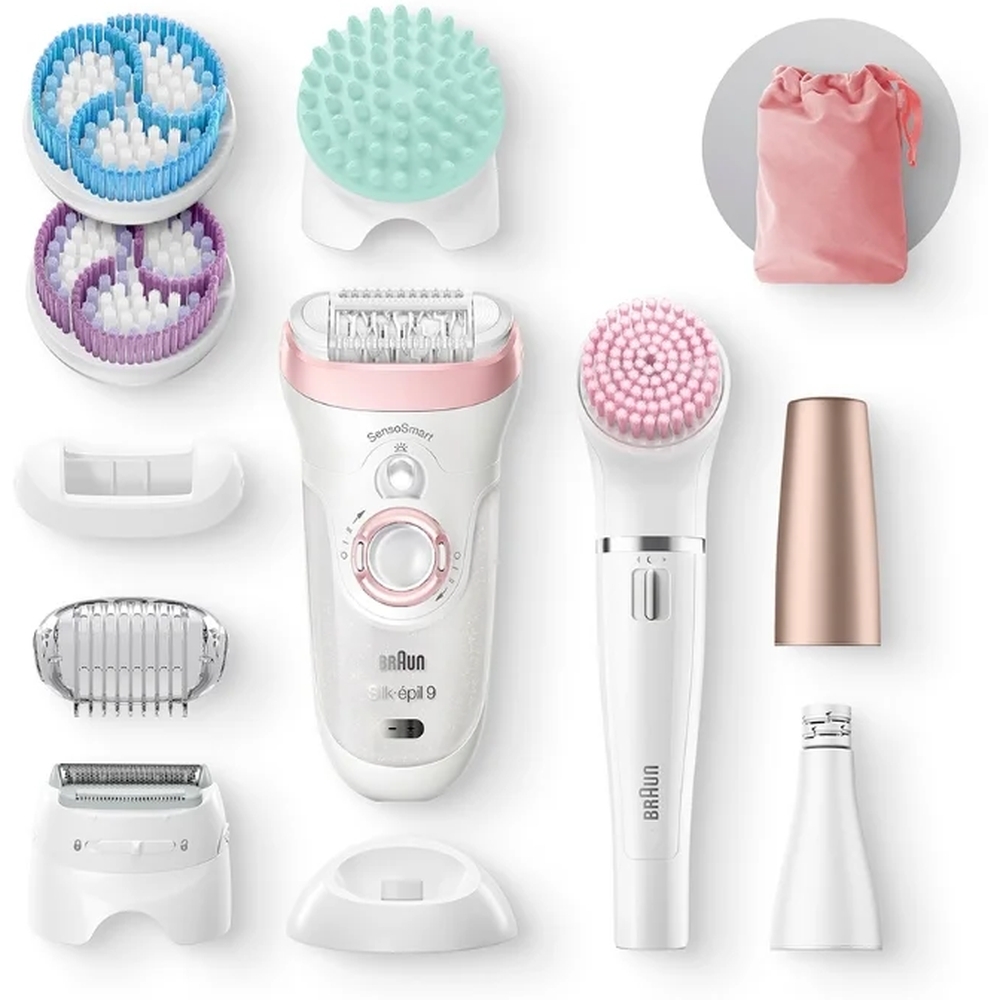 Эпилятор Braun 9-985 Silk-epil 9 Beauty Set, белый/розовый