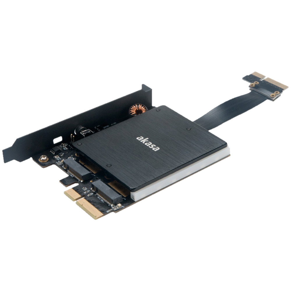 Переходник-конвертер Akasa AK-PCCM2P-04 с радиатором RGB LED для 2xM.2 NGFF M-Type SSD в PCIe 3.0 x4