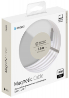 Кабель USB2.0 USB-C(m)-C(m) 1,5m Deppa 72322 белый 5A магнитный органайзер