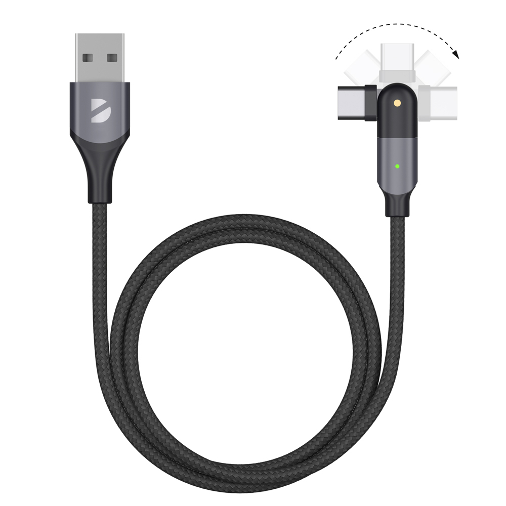 Кабель USB2.0-Type C 1.2m черный Deppa (72325) алюминий/нейлон