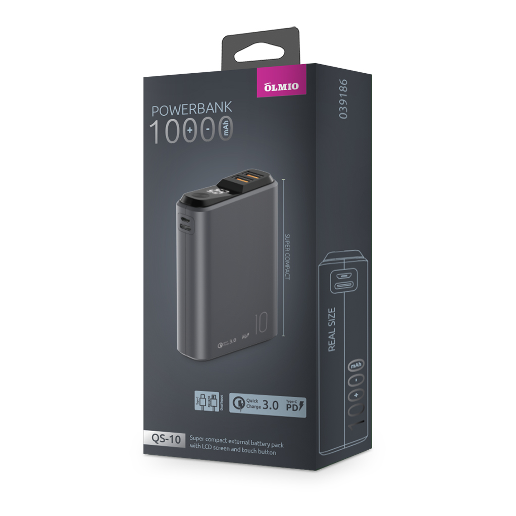 Внешний аккумулятор Olmio QS-10 10000mAh Grey
