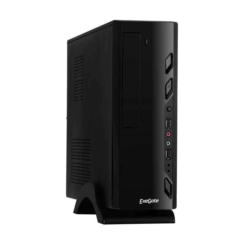 Корпус MiniITX ExeGate MI-208 Black, miniITX/mATX, <M450, 80mm>, 2*USB, Audio