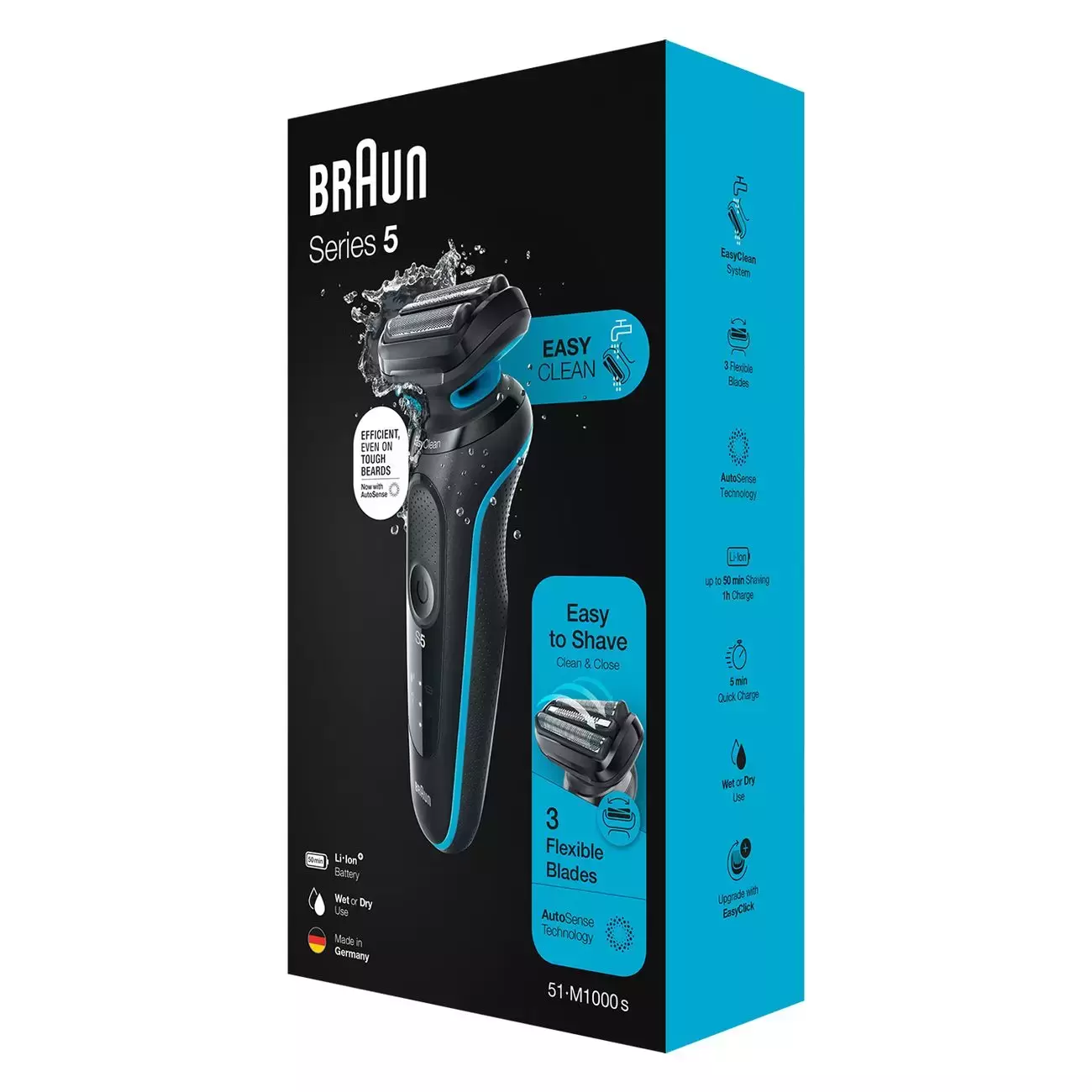 Электробритва Braun 51-M1000s Series 5, серый/голубой