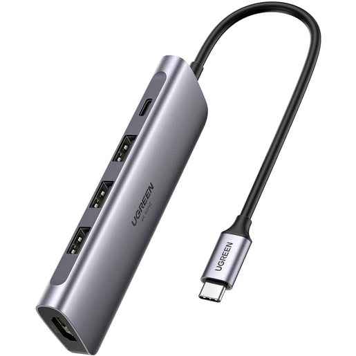 Хаб USB Ugreen CM136 USB-C - 3xUSB3.0+HDMI+USB-C Space Grey 70495