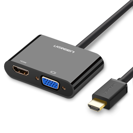 Конвертер UGREEN CM101 (40744) HDMI to VGA + HDMI Converter. Цвет: черный