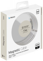 Кабель USB2.0 USB-C(m)-C(m) 1,5m Deppa 72321 серый 5A магнитный органайзер