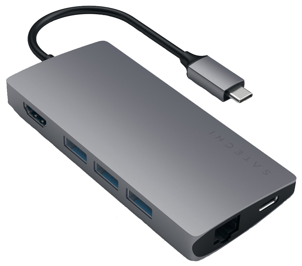 USB-концентратор Satechi Aluminum Multi-Port Adapter V2 Цвет серый космос.