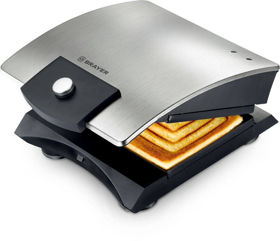 Сэндвичница BRAYER BR2204 серебристый, черный
