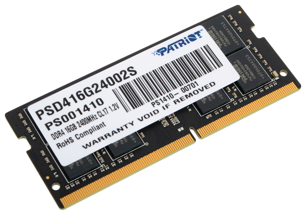 Оперативная память 16Gb DDR4 2400MHz Patriot SO-DIMM (PSD416G24002S)