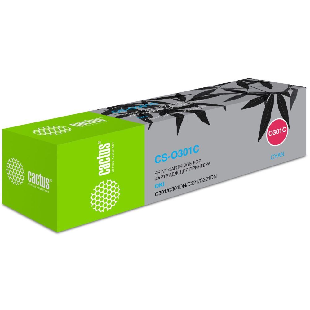 Картридж лазерный Cactus 44973543 CS-O301C 44973543 голубой (1500стр.) для Oki C301/321