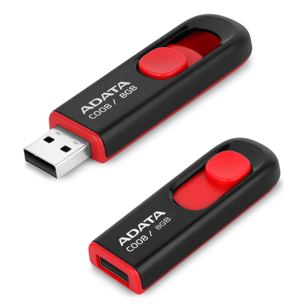 Флеш Диск A-Data 8GB Classic C008 AC008-8G-RKD USB2.0 красный/черный