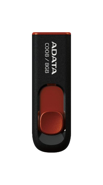 Флеш Диск A-Data 8GB Classic C008 AC008-8G-RKD USB2.0 красный/черный